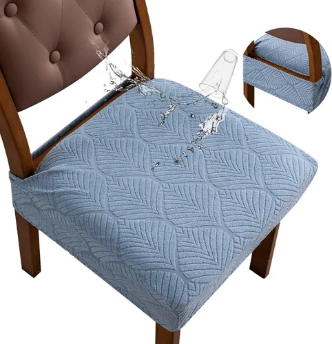 Miniatura 18 de Fundas de asiento para silla de comedor, extraíbles y lavables, juego de 2, fundas de cojín de asiento de silla de jacquard, protectores