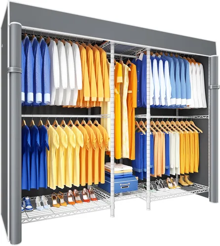 Miniatura 12 de Ulif E12C - Sistema organizador de armario de servicio pesado, estantes de ropa independientes para colgar ropa, perchero ajustable de 71 pulgadas