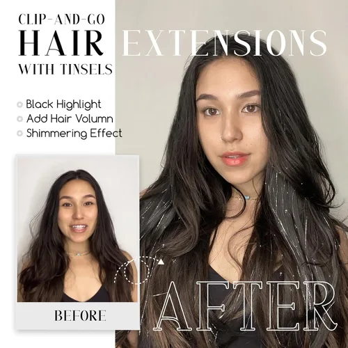Miniatura 2 de Dreamlover Extensiones de cabello con brillantina para niñas, accesorios para el cabello para mujeres, 24 piezas