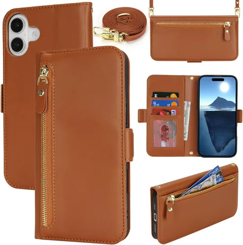 Miniatura 28 de Lipvina Funda tipo cartera para iPhone 12 Pro Max / 13 Pro Max para mujeres, bolsillo con cremallera, funda de teléfono de cuero PU con soporte