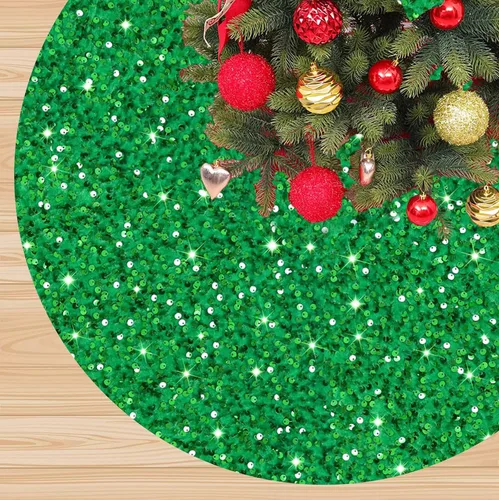 Miniatura 11 de Falda de árbol de Navidad rosa intenso de 46 pulgadas, falda de árbol de Navidad con lentejuelas brillantes, falda de árbol de Navidad fucsia
