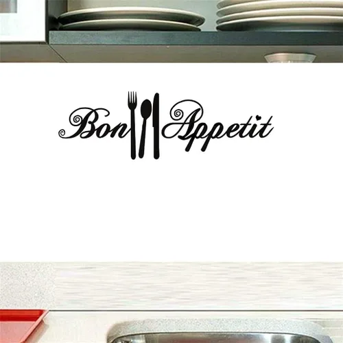 Miniatura 7 de Bon Appetit - Calcomanías de vinilo para cocina, azulejo, tenedor, cuchara, adhesivo de vinilo para cafetería, cafetería, tienda, restaurante, sala