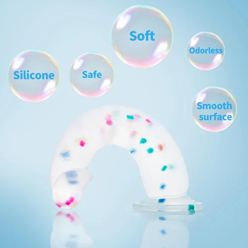 Miniatura 4 de Dildo realista de silicona de 7 pulgadas Confetti para principiantes con base de ventosa acampanada para uso sin manos, consolador anal