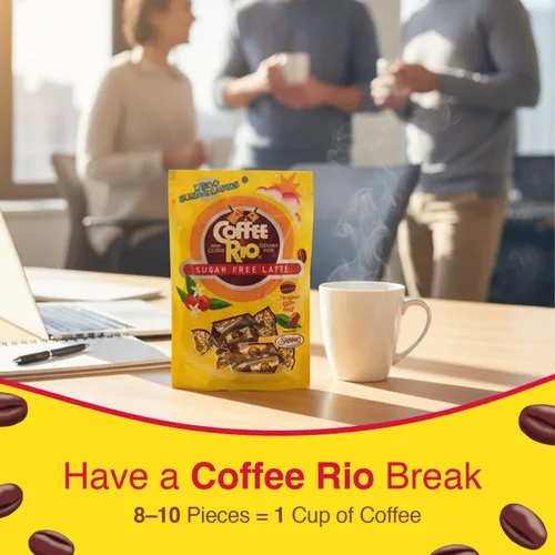 Miniatura 8 de Coffee Rio Caramelos de café con leche sin azúcar y originales, paquete variado de 4 (3 onzas cada uno), caramelos duros sin azúcar envueltos
