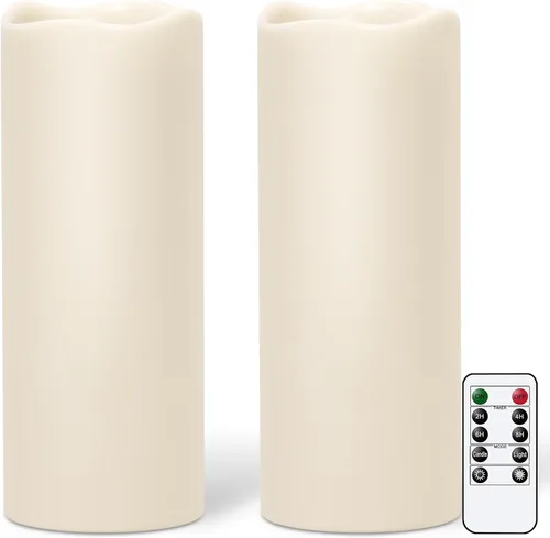Miniatura 11 de GenSwin Velas parpadeantes sin llama, velas LED impermeables con control remoto y temporizador, velas de pilar de mecha 3D que funcionan
