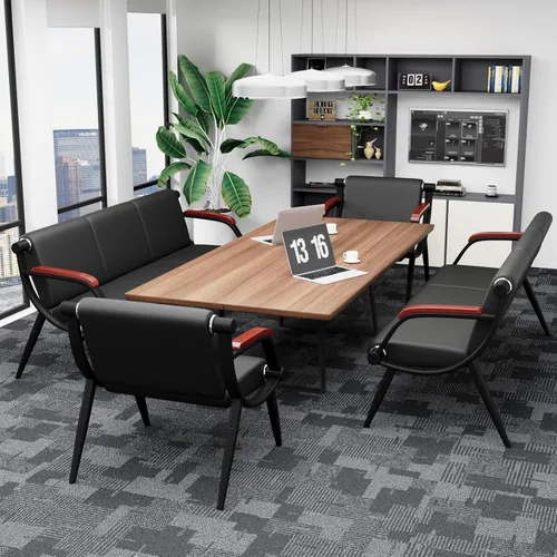 Miniatura 2 de wonline Banco de sala de espera, sillas de recepción de muebles de oficina con brazos, sillas de cuero adecuadas para clínica, aeropuerto, hospital