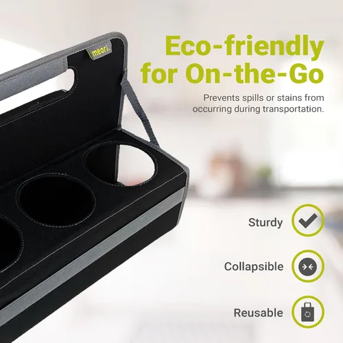 Miniatura 3 de meori Portabebidas reutilizable para 2 tazas, portador de tazas para llevar, plegable, portador de café con asa para vino, cócteles, organizador