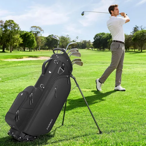 Miniatura 8 de Findway Bolsa de golf de 5 vías, bolsas de golf ligeras para hombres y mujeres con divisores de longitud completa, múltiples bolsillos acolchados
