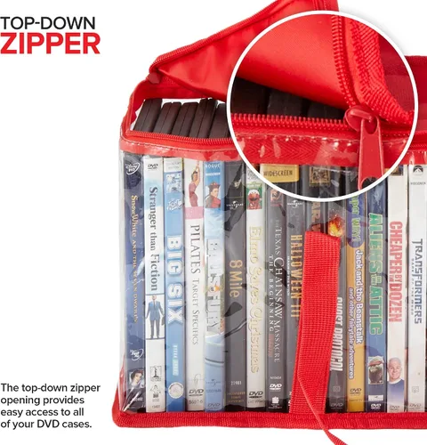 Miniatura 4 de Stock Your Home Bolsas de almacenamiento de DVD (juego de 6) bolsa organizadora de medios para DVD, CD, discos Blu Ray, estuches de películas, caja