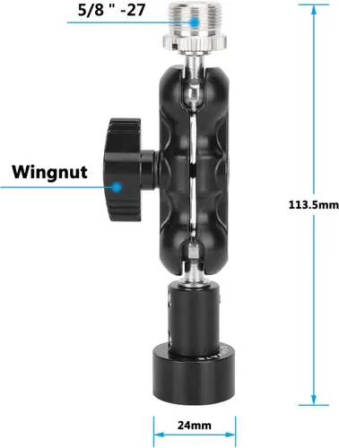 Miniatura 3 de CAMVATE - Soporte de micrófono con cabeza esférica con adaptador macho y hembra de 5/8 "-27