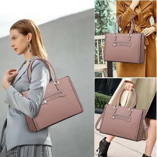 Miniatura 2 de TANTOMI Structured Satchel Purses for Women, Medium Vegan Leather Top Handle Handbag with Pockets, Classy Work Bag for Ladies