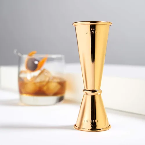 Miniatura 7 de Viski Jigger doble de estilo japonés para cócteles, kit de barra esencial, 1oz y 2oz con medidas interiores, dorado Oro