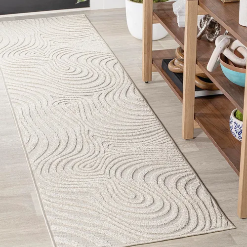 Miniatura 27 de Eyely NCS103F-28 Maribo High-Low Abstract Groovy Striped Black/White - Alfombra de pasillo de 2 x 8 pies, negro/blanco, 2 pies x 8 pies