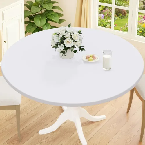 Miniatura 41 de Smiry Mantel redondo de pícnic, fundas de mesa elásticas impermeables para mesas de 18 a 24 pulgadas, manteles de vinilo con parte trasera