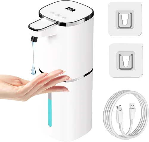 Miniatura 9 de OHIFAST Dispensador automático de jabón espumoso sin contacto, dispensador de jabón de manos inteligente recargable por USB, 9 niveles ajustables
