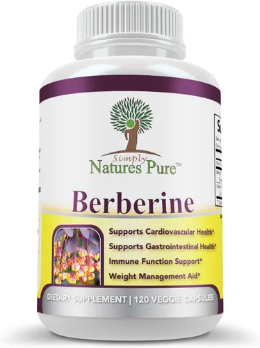 Simply Natures Pure Berberina HCl Premium 500mg - 120 Cápsulas - Apoyo inmunológico gastrointestinal cardiovascular - Canela de cromo