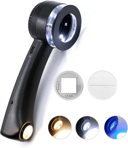 Miniatura 3 de Lupa de mano para joyero, 10 unidades, con luces LED y UV y superluces tricolor, lupa iluminada para joyería con lentes de vidrio K9 de 1.181 in