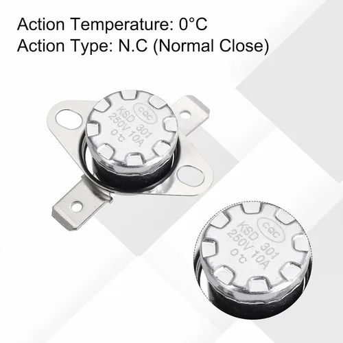 Miniatura 4 de uxcell KSD301 Termostato 32.0 °F/32 ° F 10 A Normalmente Cerrado N.C Ajuste Snap Disc Interruptor de temperatura para microondas, horno, cafeteras 2