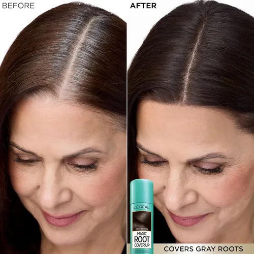 Miniatura 4 de L'Oreal Paris Magic Root Cover Up - Aerosol para el cabello gris, cobertura de cabello 100% canas con fórmula construible, ligera, resistente a