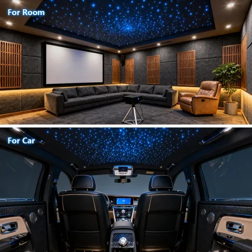 Miniatura 7 de Kit de Luces de Techo de Estrellas de Fibra Óptica de Tamaño Pequeño de 16W, Estrellas Titilantes RGBW con Estrella de Meteorito, Control de APP