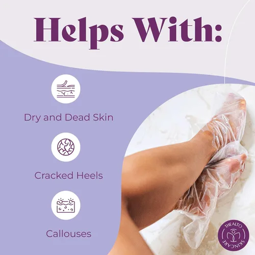 Miniatura 2 de Mascarilla exfoliante para pies con piedra pómez, paquete de 2 – para pies secos, agrietados y callosos – Aroma de lavanda – Con extracto de planta