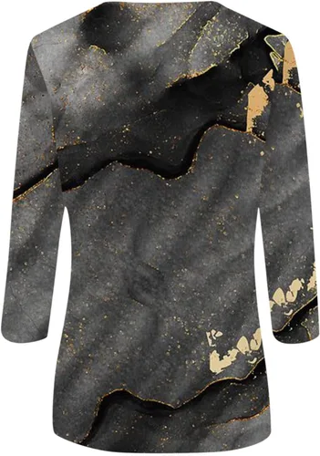 Miniatura 3 de Fall Shirts for Women 2023,Three Quarter Sleeve Print Tops Women's Fashion Casual Three Quarter Sleeve Print Round Neck Top