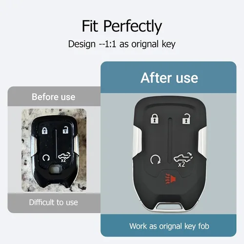 Miniatura 2 de Horande Funda de repuesto para llavero para Chevy Silverado GMC Sierra 1500 2500HD 3500HD 2019-2022 con control remoto sin llave