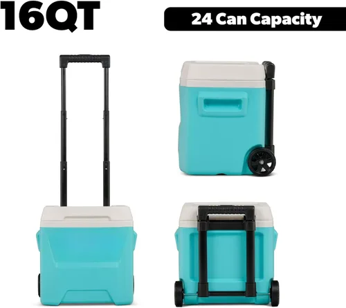 Miniatura 4 de Cooler Hard-Sided Ice Chest, Portable Insulated Cooler with Wheels, Telescoping Handle, Cool Riser Tech, Leak-Resistant