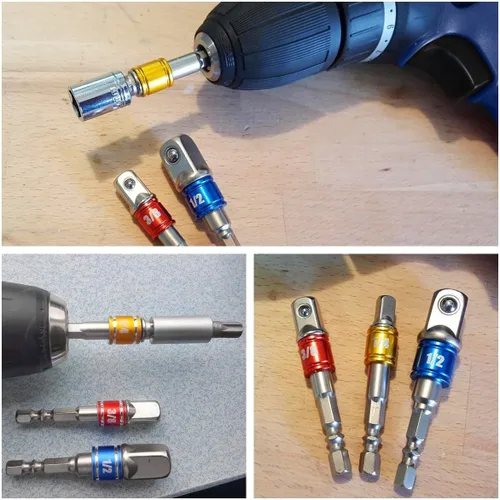 Miniatura 9 de CIGOTU El juego de adaptador/extensión de enchufe de grado de impacto convierte el taladro eléctrico en destornillador de tuerca de alta velocidad