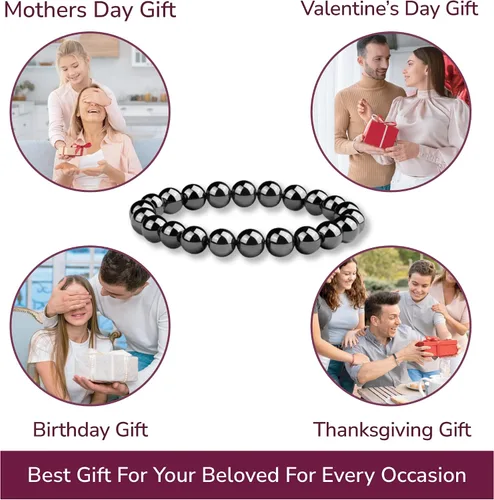 Miniatura 67 de Crystal Vibe Pulseras de cuentas de 0.315 in para mujeres y hombres, pulseras de cristal con piedras preciosas naturales, tamaño elástico ajustable