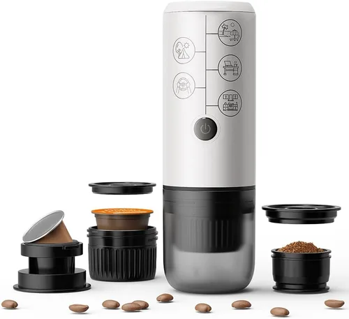 Miniatura 10 de Máquina de café espresso portátil 3 en 1 sin función de calefacción, cafetera eléctrica de carga tipo C, mini cafetera de 17 bar para N Negro