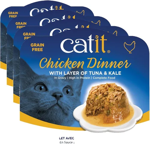 Miniatura 13 de Catit Cena de pollo con atún y col rizada: comida húmeda hidratante y saludable para gatos de todas las edades