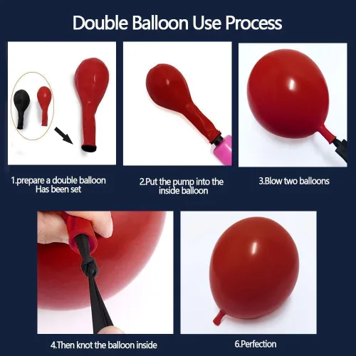 Miniatura 5 de Arco de globos rojo, blanco y azul, doble relleno, kit de guirnalda de globos de látex dorado con látex dorado para cumpleaños, 4 de julio, Rojo