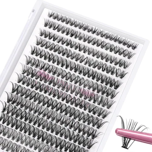 Miniatura 9 de 280 piezas de pestañas en grupo, mixtas 30D+40D, 14 filas de pestañas que se ven como extensiones, para ponértelas tú misma en casa (30+40-C-10 mm)