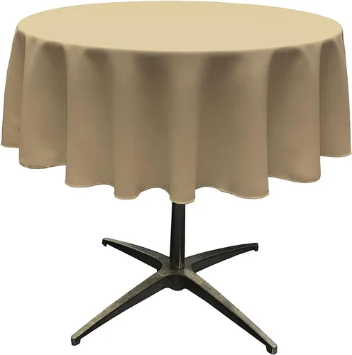 Miniatura 156 de LA Linen - Mantel redondo lavable de popelina de poliéster, resistente a manchas y arrugas, 51", mantel de tela para comedor, cocina, fiesta, Negro