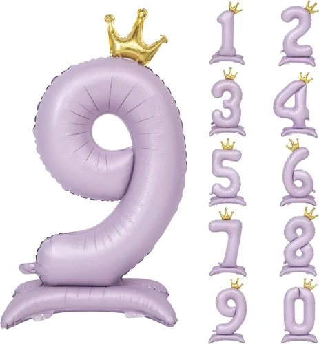 Miniatura 41 de Globos de aluminio grandes con corona negra número 0 para niños y niñas, cumpleaños, boda, aniversario, fiesta, baby shower, suministros 0
