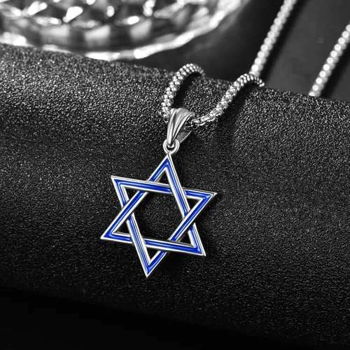 Miniatura 4 de ADMETUS Regalos para el día de San Valentín para él, collar de estrella de David de plata de ley 925, colgante hexagonal de estrella judía Estrella