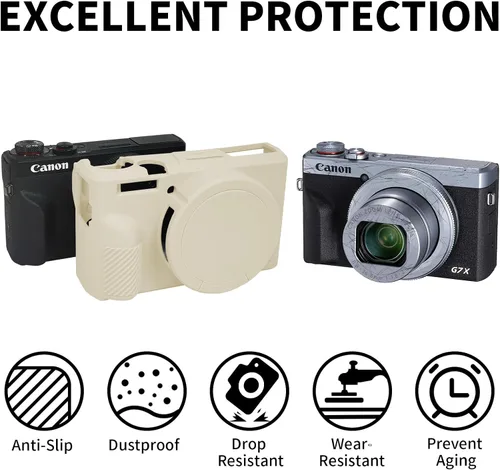 Miniatura 2 de Funda G7X Mark III, Funda Protectora para Cámara Digital Canon Powershot G7X Mark III, Funda de Silicona con Cubierta de Lente Extraíble, Funda