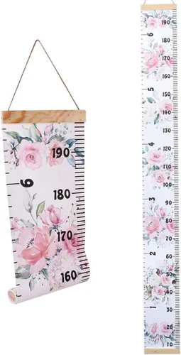 Miniatura 11 de Tabla de crecimiento para niños, marco de madera, lienzo de tela, regla de medición de altura de bebé a adulto para decoración de habitación
