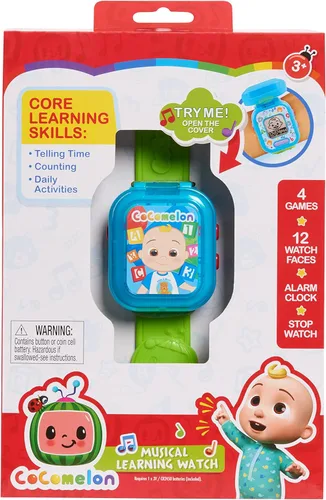Miniatura 7 de Reloj inteligente de aprendizaje CoComelon JJ's para niños con 3 juegos educativos, reloj de alarma y cronómetro, juguetes para niños a partir de 3