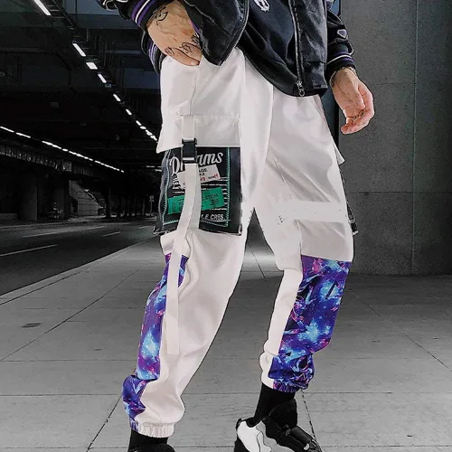 Miniatura 5 de XYXIONGMAO Pantalones deportivos reflectantes negros para hombre, pantalones deportivos Techwear, hip hop, ropa de calle, pantalones cargo