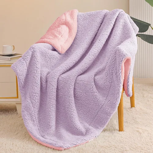 Miniatura 16 de Exclusivo Mezcla Manta Sherpa Reversible de Tamaño Individual, Mantas de Forro Polar Gruesas y Cálidas para Invierno, Felpa Suave y Esponjosa