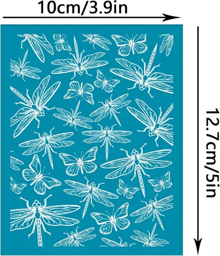 Miniatura 2 de OLYCRAFT Pantalla de seda de 4 x 5 pulgadas para arcilla polimérica - Plantilla de mariposa de libélula - Malla de transferencia reutilizable