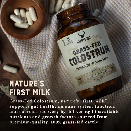 Miniatura 6 de HEART & SOIL Suplemento de calostro 100% alimentado con pasto y acabado de ganado regenerativo para la salud intestinal, muscular e inmunológica