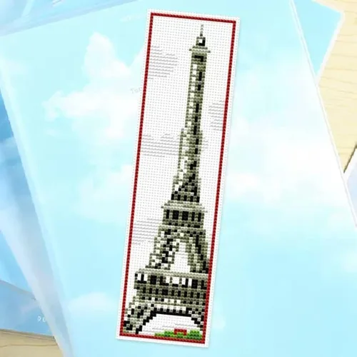 Marcapáginas en blanco y negro de la torre Eiffel en blanco y negro, kits de punto de cruz para adultos, niños, principiantes, bordado,