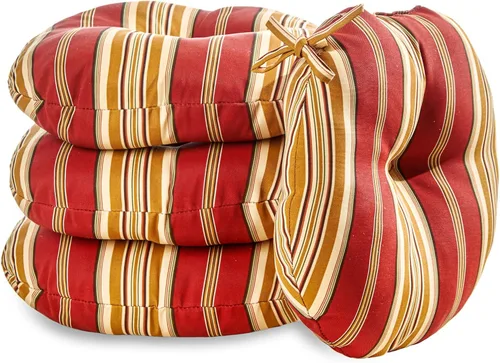 Miniatura 22 de South Pine Porch Juego de 4 cojines redondos para silla bistró de 15 pulgadas, diseño floral rojo Aloha