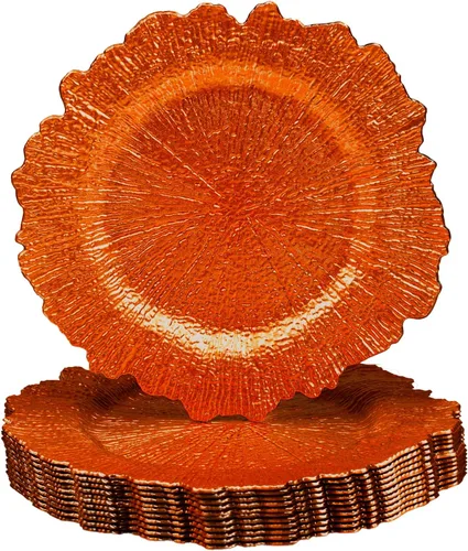 Miniatura 17 de MAONAME Juego de 8 platos base redondos negros de 13 pulgadas, bajoplatos de arrecife para platos de cena, platos base de plástico para boda