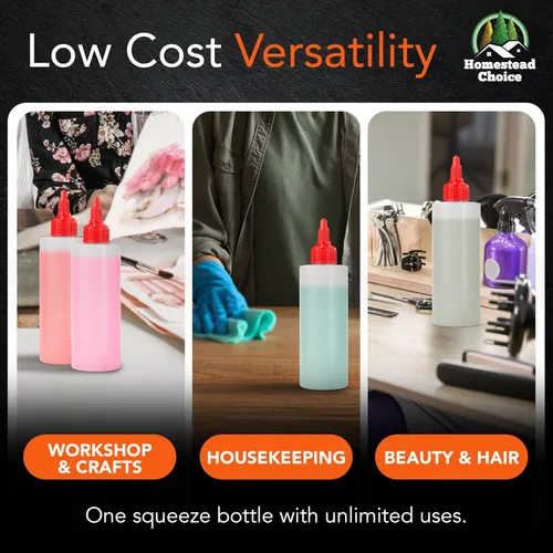 Miniatura 6 de Paquete de 6 botellas de plástico para salsas, botellas exprimibles de condimentos de 8 onzas para líquidos, botella de chorro sin BPA con tapa