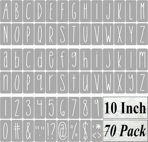 Miniatura 10 de Plantillas de letras del alfabeto de 1 pulgada para pintar, paquete de 70 plantillas de letras y números con letreros para pintar sobre madera
