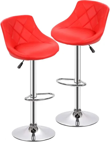 Miniatura 9 de BestOffice Taburetes de bar de altura de mostrador, juego de 2 taburetes de bar giratorios, sillas de bar ajustables en altura con respaldo de cuero
